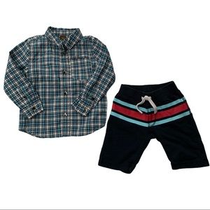 Tea Toddler‎ Plaid Button Down & Shorts Size 3T